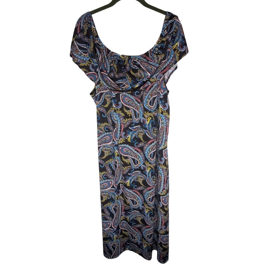 Slinky Brand Ruffle Maxi Dress Paisley Size 3x Boho Summer Vacation Spring Break - Picture 5 of 5